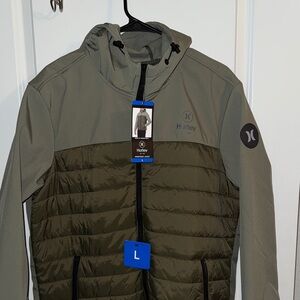 Hurley Men's Two-Tone Green Puffer Jacket
